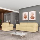 Ver imagem 5 de Conjunto Poltrona e Sofá Decorativo Violet 3 Lugares 223cm Pés em Alumínio Preto Bouclê Bege G45