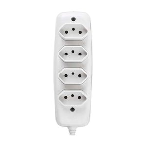 Kit 2 Barra de Tomada 10a 2p+t 250v Ilumi com 4 Tomada para Extensão Cor:branco