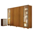 Ver imagem 1 de Guarda Roupa Casal Prime 6 Portas com Led Cinamomo com Cômoda Rubi 4 Gavetas Cinamomo Off-white – Le