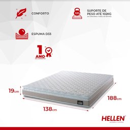 Colchão Casal Hellen Millenium One Face Espuma D33  - 3