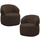Ver imagem 1 de Kit 2 Poltronas Giratórias Sala de Estar Living Orgânico Carmen F04 Veludo Marrom - Lyam Decor