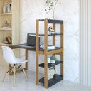 Ver imagem 5 de Mesa Escrivaninha C/ Estante 4 Prateleiras Licce Freijó/preto