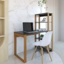 Ver imagem 1 de Mesa Escrivaninha C/ Estante 4 Prateleiras Licce Freijó/preto