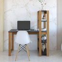 Ver imagem 3 de Mesa Escrivaninha C/ Estante 4 Prateleiras Licce Freijó/preto