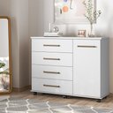Ver imagem 2 de Cômoda Sapateira Clara com Rodízios 4 Gavetas Branco