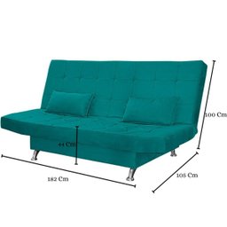 Sofá Cama Casal com Almofadas Gabriella Suede Azul Turquesa - 3