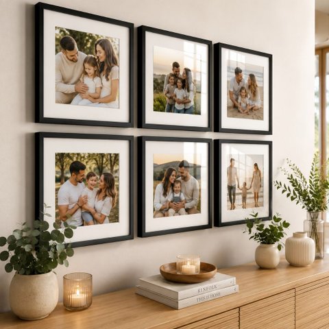 Kit 6 Quadros Porta Retrato Foto 15x15 Paspatur Branco 22x22:Moldura Preta