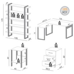 Kit Escritório Completo Linha Industrial 100% Mdf - 2