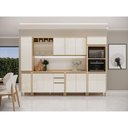 Ver imagem 1 de Cozinha Modulada Completa 6 Peças com Vidro Brise Lu 14 Portas 3 Gavetas Carvalho-Off White Pérola