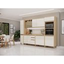 Ver mais imagens de Cozinha Modulada Completa 6 Peças com Vidro Brise Lu 14 Portas 3 Gavetas Carvalho-Off White Pérola