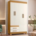 Ver imagem 3 de Guarda Roupa Solteiro 4 Portas 2 Gavetas 107 cm New Recife Freijo Off Acetinado Poliman