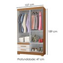 Ver imagem 2 de Guarda Roupa Solteiro 4 Portas 2 Gavetas 107 cm New Recife Freijo Off Acetinado Poliman