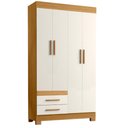 Ver imagem 1 de Guarda Roupa Solteiro 4 Portas 2 Gavetas 107 cm New Recife Freijo Off Acetinado Poliman