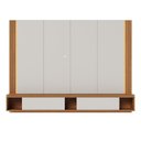 Ver imagem 1 de Painel para TV até 75 Polegadas Loa 2 Portas Ripado com LED - Off White Matte/Freijó