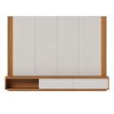 Ver imagem 4 de Painel para TV até 75 Polegadas Loa 2 Portas Ripado com LED - Off White Matte/Freijó