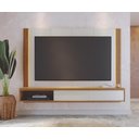 Ver mais imagens de Painel para TV até 75 Polegadas Loa 2 Portas Ripado com LED - Off White Matte/Freijó