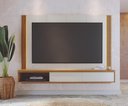 Ver mais imagens de Painel para TV até 75 Polegadas Loa 2 Portas Ripado com LED - Off White Matte/Freijó