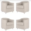 Ver imagem 1 de Kit 4 Poltronas Decorativa Tilla Matérial Sintético Bege Twdecora