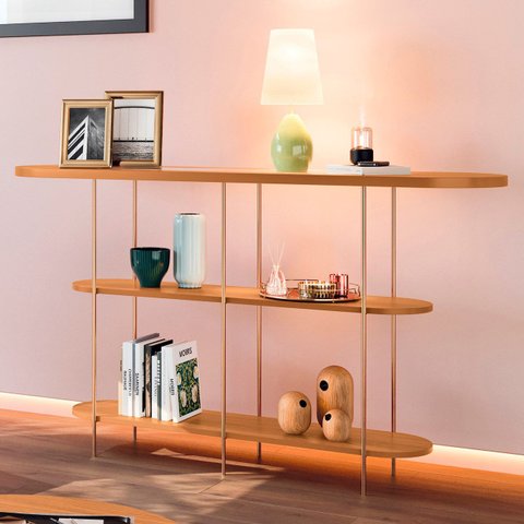 Aparador de Sala com Prateleiras Pé Metal Infinity Cinamomo - Hb Móveis