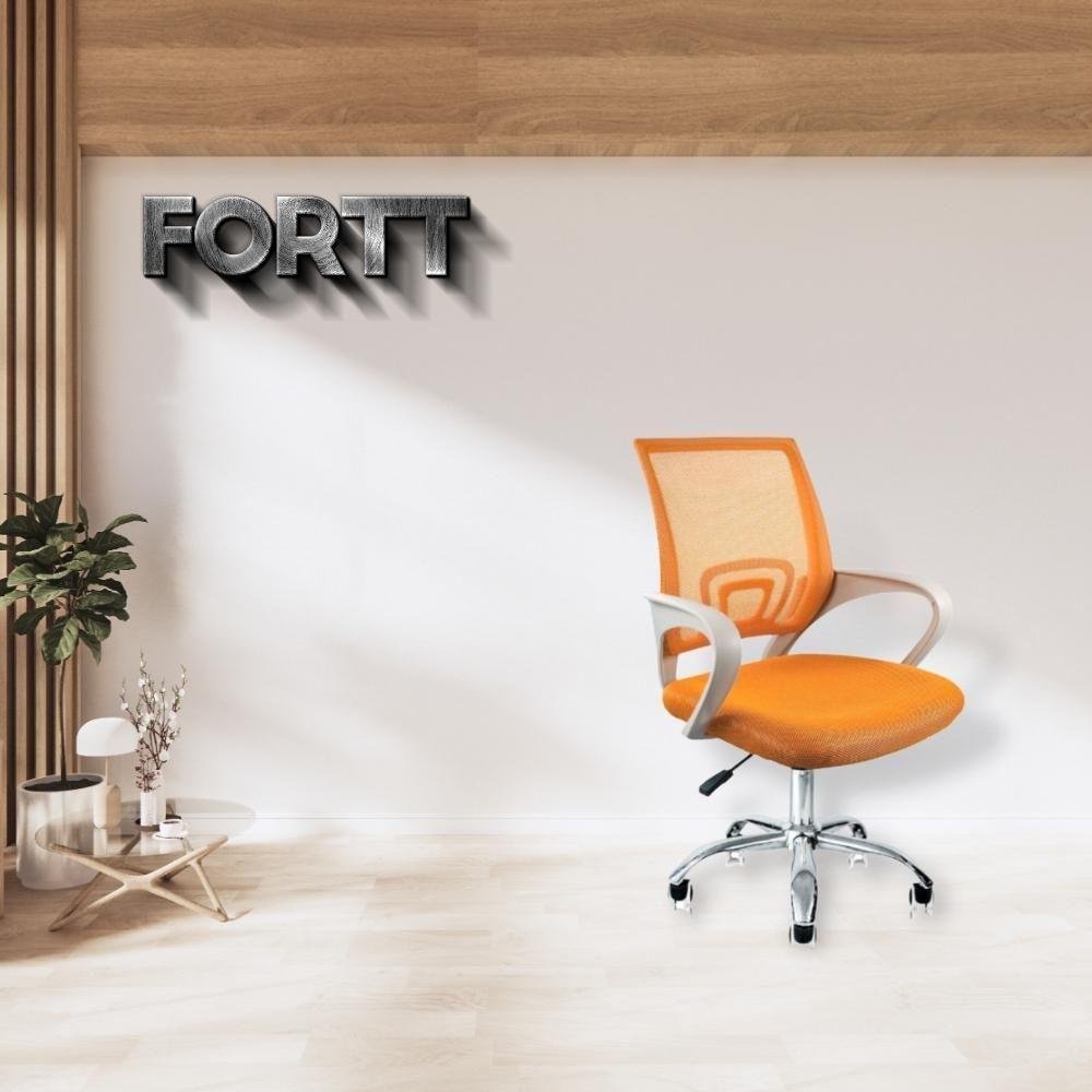 Cadeira de Escritório Secretária Base Cromada com Rodinha Fortt Lisboa Laranja - Csf02-lj - 5
