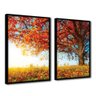 Quadro Premium Textura CX Alta Árvore Outono 2un 40x60 - Moldura Preta - 1