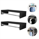 Ver imagem 5 de Kit 2 Cabideiro Aéreo Preto de Parede com Prateleira Porta Roupas Quarto Lavanderia