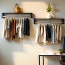 Ver imagem 1 de Kit 2 Cabideiro Aéreo Preto de Parede com Prateleira Porta Roupas Quarto Lavanderia