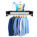 Ver imagem 7 de Kit 2 Cabideiro Aéreo Preto de Parede com Prateleira Porta Roupas Quarto Lavanderia