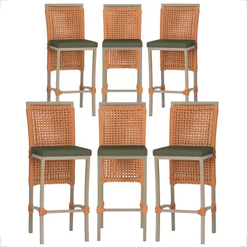 6 Banqueta em Alumínio Roma Fendi Corda Náutica Tecido 13