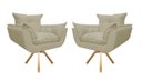 Ver imagem 1 de Kit 2 Poltronas Decorativa Opala Base Giratória Suede Bege Mz Decor