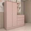 Ver imagem 6 de Guarda-roupa Infantil com Cômoda Colorê 2 Portas 3 Gavetas Rosa - Panorama Móveis