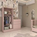 Ver imagem 2 de Guarda-roupa Infantil com Cômoda Colorê 2 Portas 3 Gavetas Rosa - Panorama Móveis