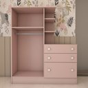 Ver imagem 5 de Guarda-roupa Infantil com Cômoda Colorê 2 Portas 3 Gavetas Rosa - Panorama Móveis