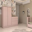 Ver imagem 1 de Guarda-roupa Infantil com Cômoda Colorê 2 Portas 3 Gavetas Rosa - Panorama Móveis