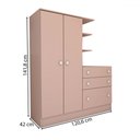 Ver imagem 4 de Guarda-roupa Infantil com Cômoda Colorê 2 Portas 3 Gavetas Rosa - Panorama Móveis
