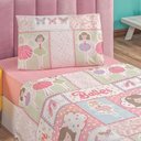 Ver imagem 1 de Jogo de Cama Lençol Carrosel Solteiro 03 Peças Infantil Estampado Divertido - Bailarina