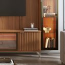 Ver imagem 7 de Estante para TV Home Theater 75" 100% MDF 254cm 3 Portas 2 Cristaleiras Vidro Reflecta LED Canella