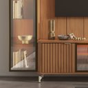 Ver imagem 4 de Estante para TV Home Theater 75" 100% MDF 254cm 3 Portas 2 Cristaleiras Vidro Reflecta LED Canella