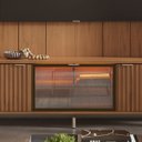 Ver mais imagens de Estante para TV Home Theater 75" 100% MDF 254cm 3 Portas 2 Cristaleiras Vidro Reflecta LED Canella