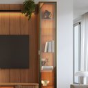 Ver imagem 6 de Estante para TV Home Theater 75" 100% MDF 254cm 3 Portas 2 Cristaleiras Vidro Reflecta LED Canella