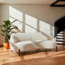 Ver imagem 2 de Sofá Curvo Porto 03 Lugares 180cm Pés Preto Bouclé Off White - Nexta Casa