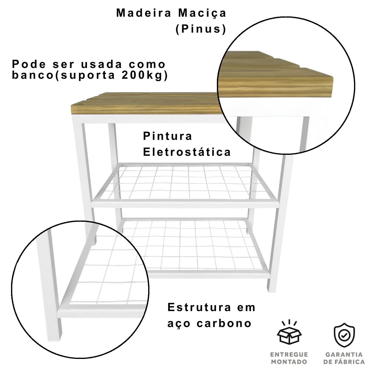 Sapateira Banco Strassis Design Sd-5001-50:branco - 5