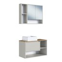 Ver imagem 2 de Conjunto Banheiro Gabinete com Cuba e Espelheira 3 Portas Suspenso 80cm Multimóveis Crart-CON009 -
