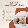 Kit Trio de Almofadas Cheias Estampadas Folhas em Veludo Suede 45cm X 45cm Enchimento em Refil Silic - 5