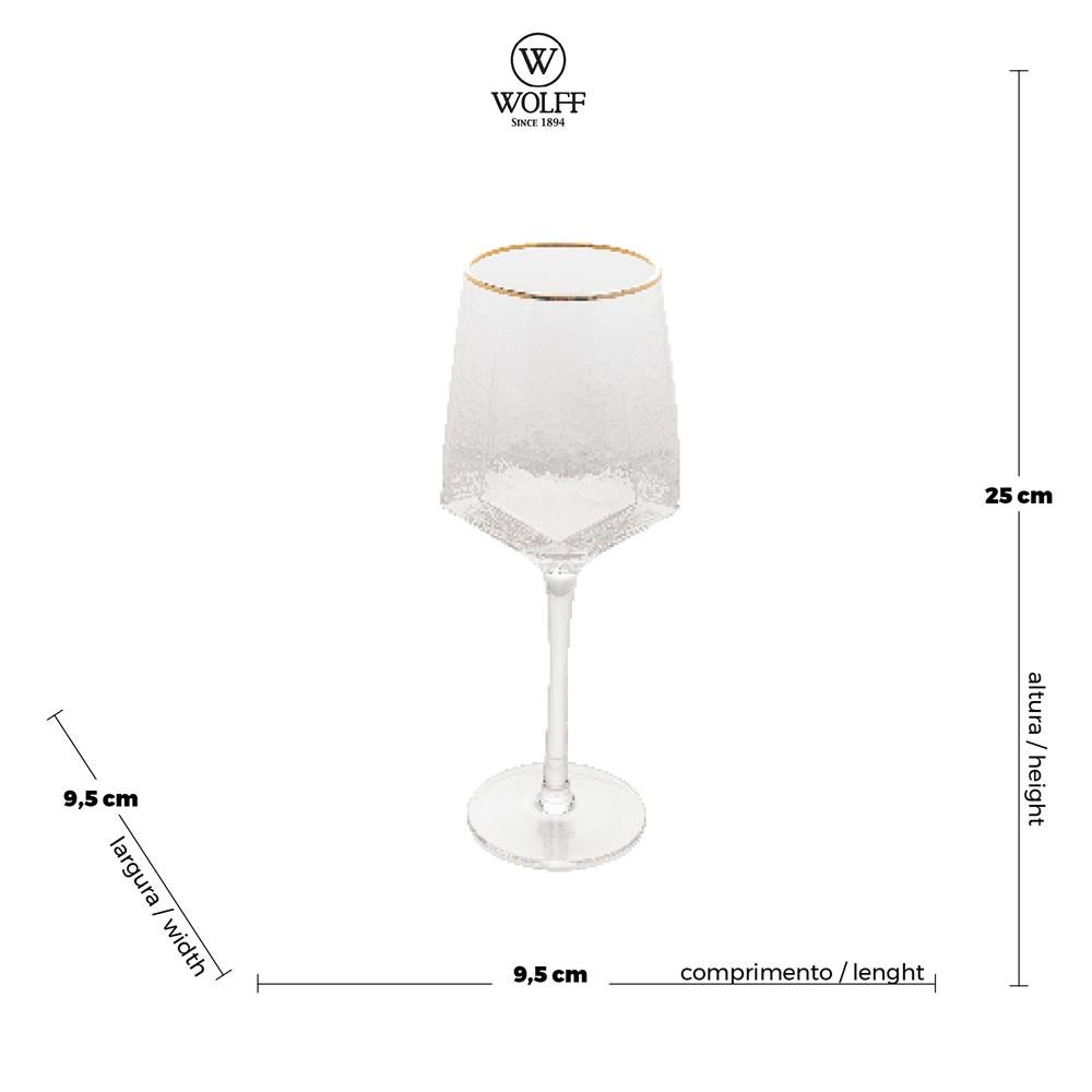 Taça Vinho 2pç Cristal 600ml c/ Borda Dourada Taj - Wolff - 2
