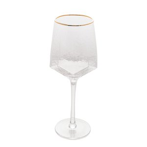 Taça Vinho 2pç Cristal 600ml c/ Borda Dourada Taj - Wolff