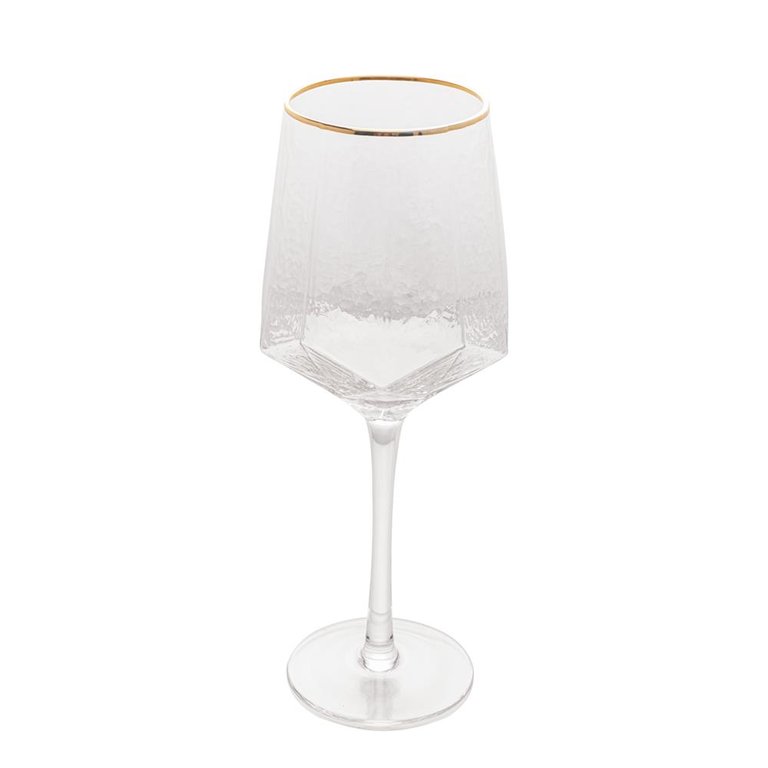 Taça Vinho 2pç Cristal 600ml c/ Borda Dourada Taj - Wolff