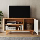 Ver imagem 3 de Rack Venice 120cm para Tv até 50" com Pés em Madeira Maciça Nature/off White