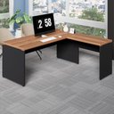 Ver imagem 1 de Mesa de Escritório Escrivaninha L 1,70m Pé Painel F5 Office Cor:nogal com Preto