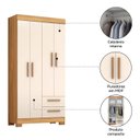 Ver imagem 5 de Guarda-Roupa 187cm 4 Portas 2 Gavetas Off White Texturizado - Notável Móveis